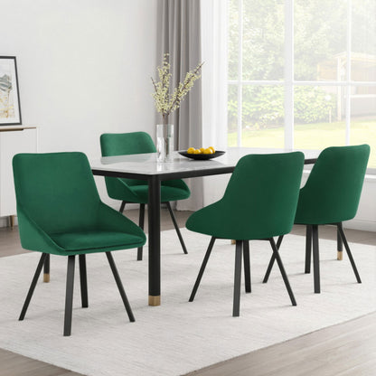 Set of 4 Sam Dining Chairs Velvet Swivel Base - Green