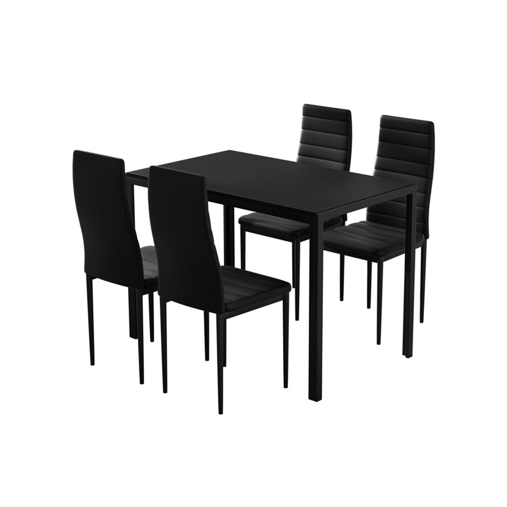 5PC Dining Chairs and Table Set - Black