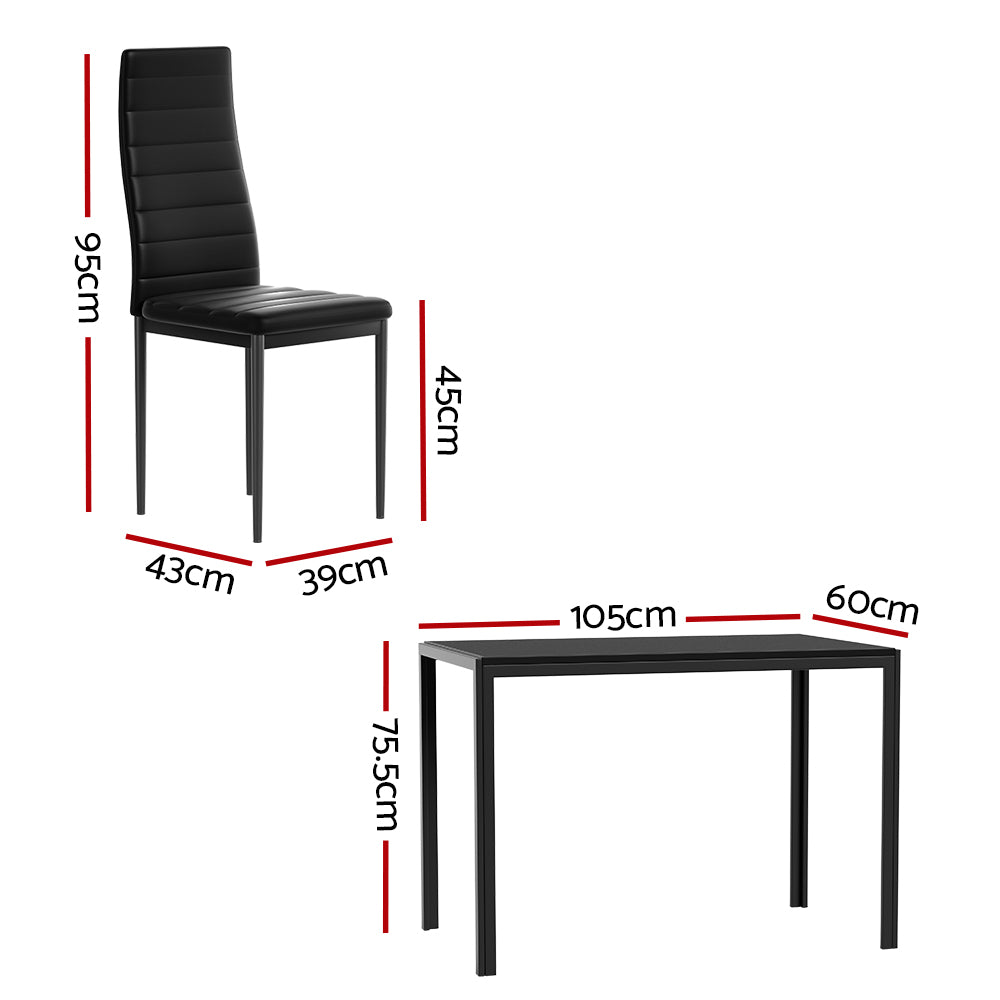 5PC Dining Chairs and Table Set - Black
