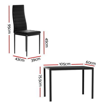 5PC Dining Chairs and Table Set - Black