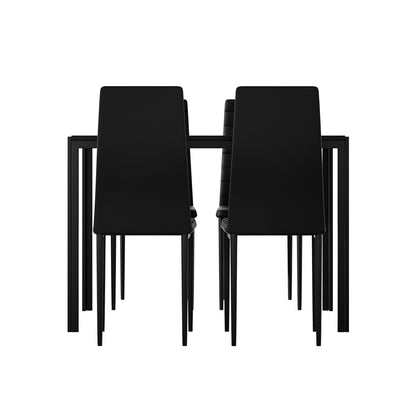 5PC Dining Chairs and Table Set - Black