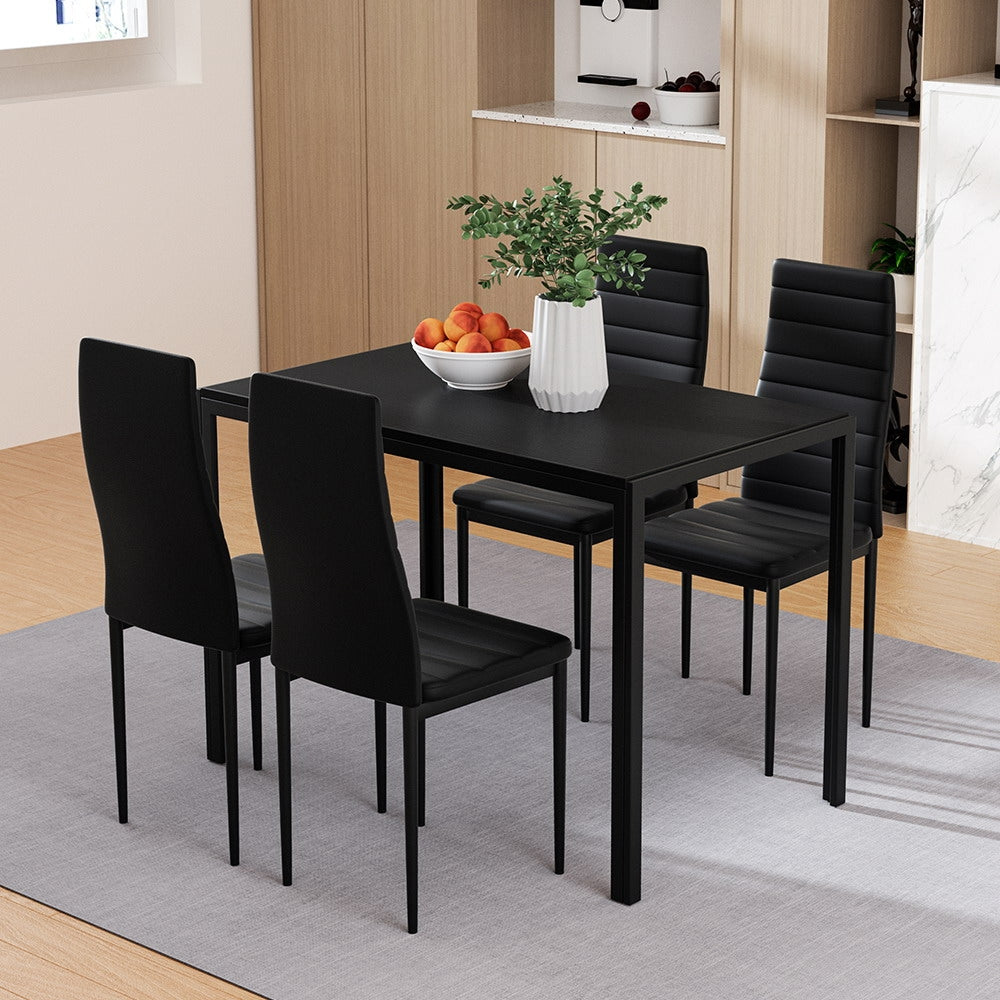 5PC Dining Chairs and Table Set - Black