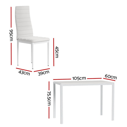 5PC Dining Chairs and Table Set - White