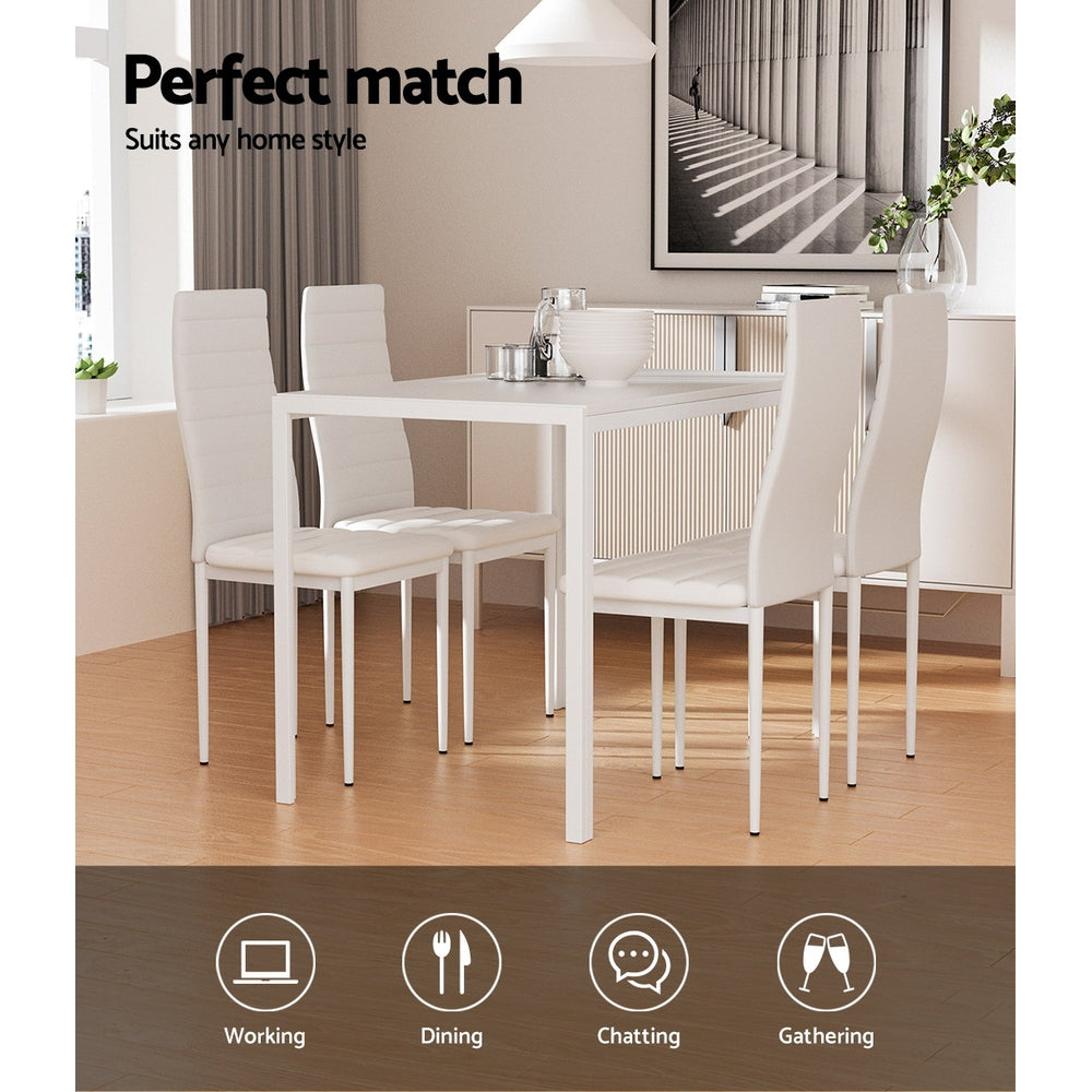 5PC Dining Chairs and Table Set - White