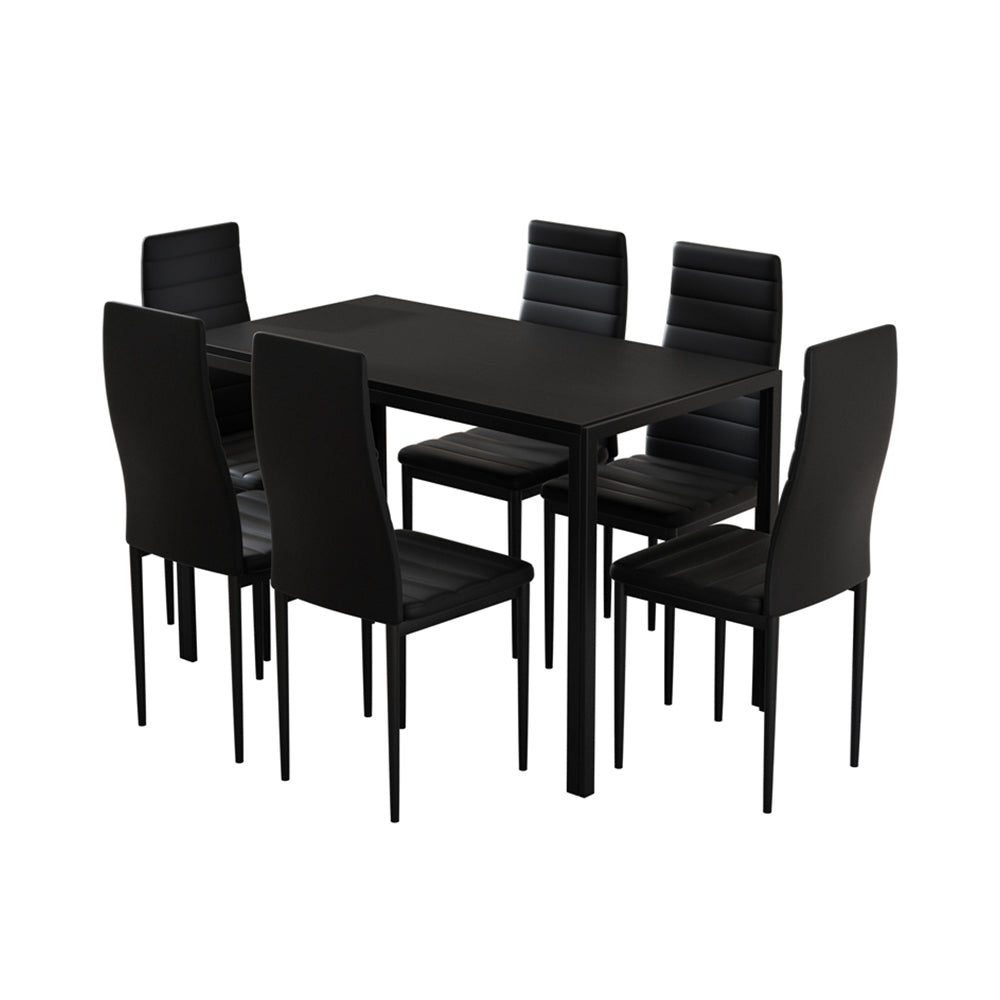 7PC Dining Chairs and Table Set - Black