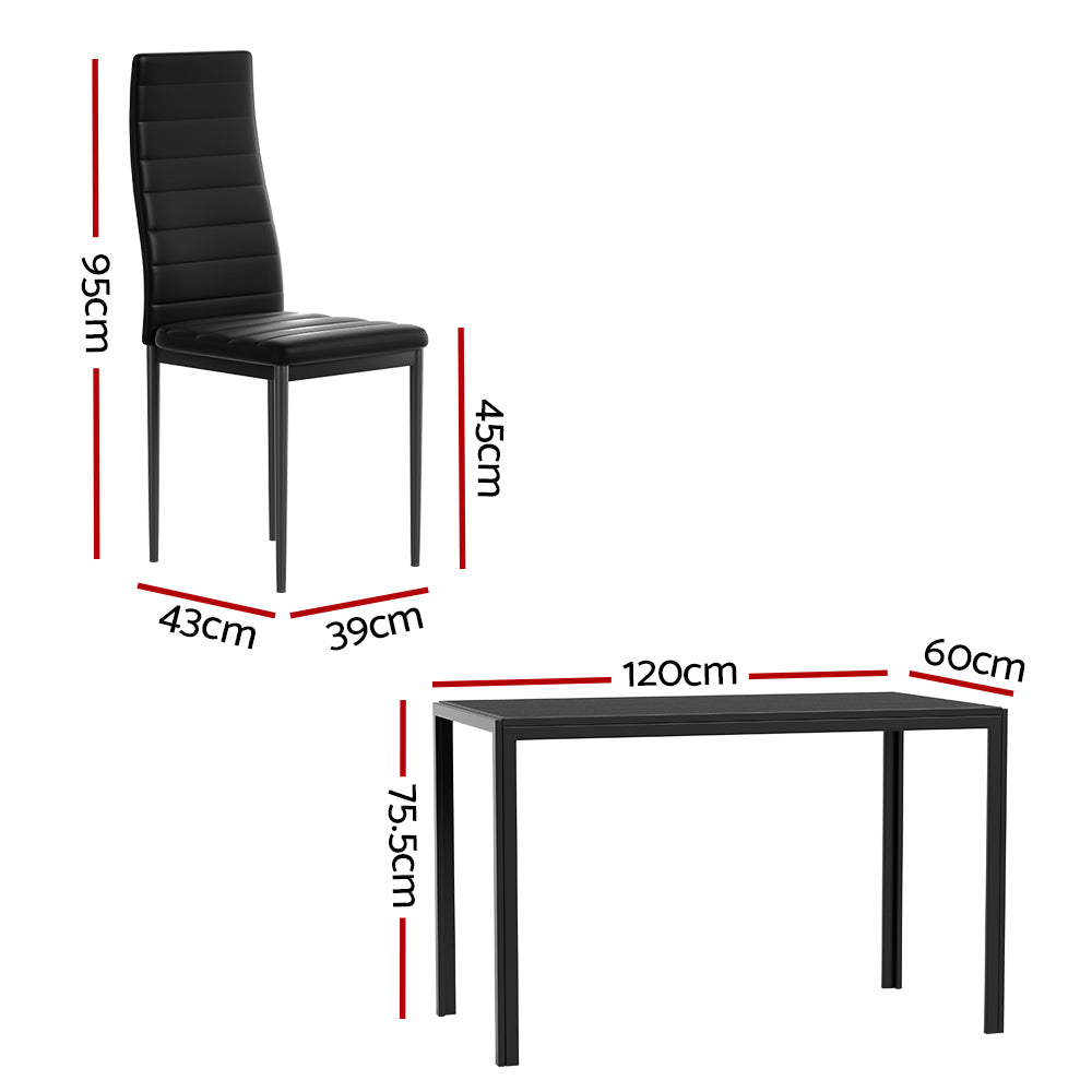7PC Dining Chairs and Table Set - Black