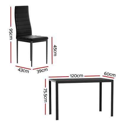 7PC Dining Chairs and Table Set - Black