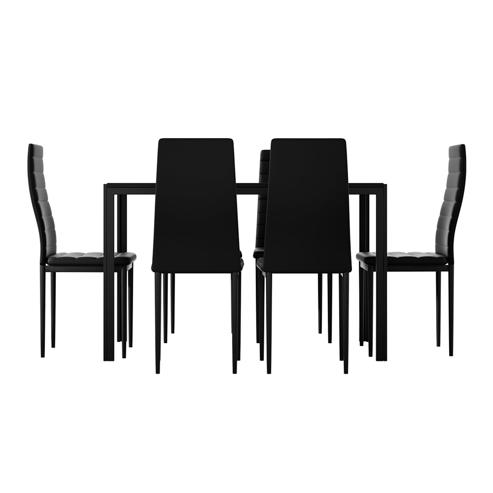 7PC Dining Chairs and Table Set - Black