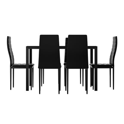7PC Dining Chairs and Table Set - Black