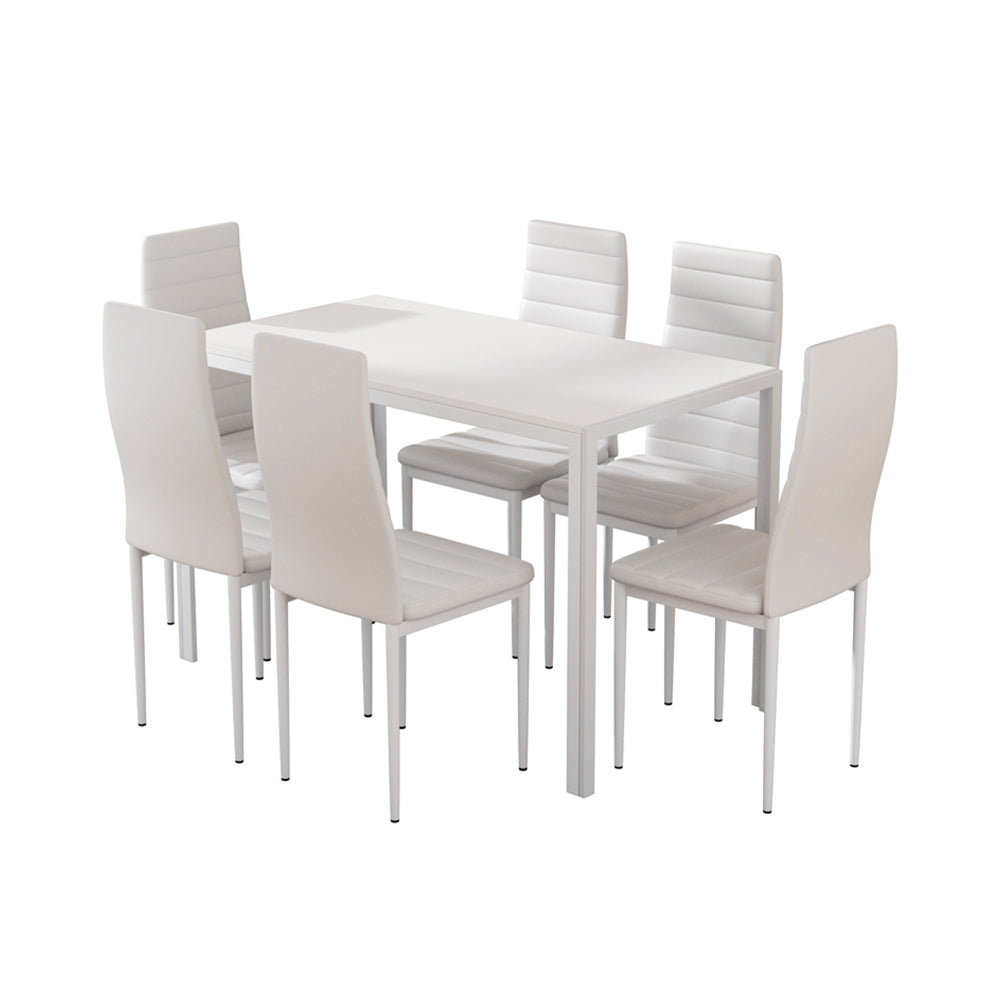 7PC Dining Chairs and Table Set - White
