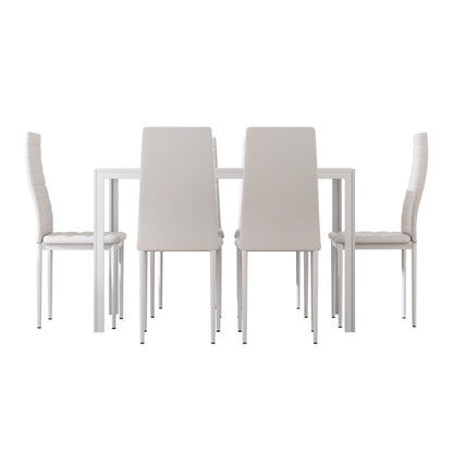 7PC Dining Chairs and Table Set - White