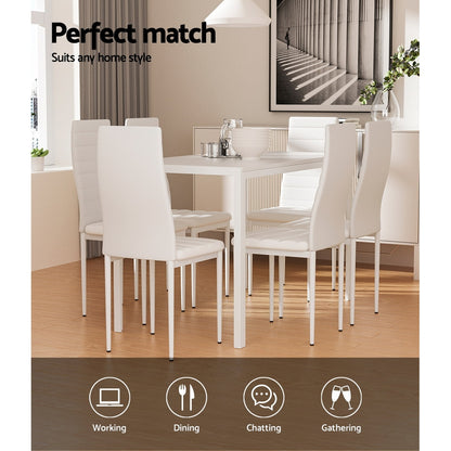 7PC Dining Chairs and Table Set - White
