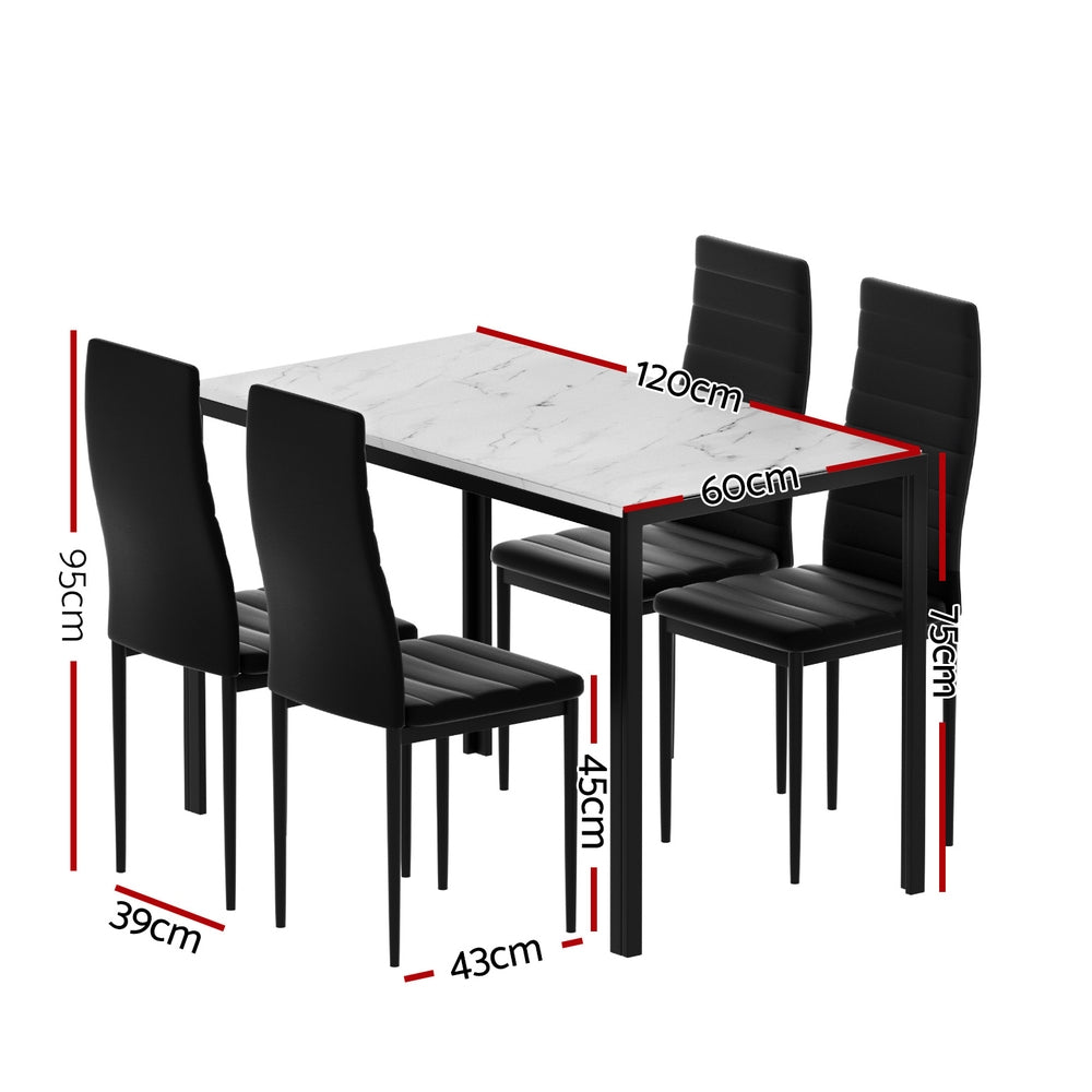 Marble Effect 5PC Dining Table and Chairs Set