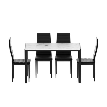 Marble Effect 5PC Dining Table and Chairs Set