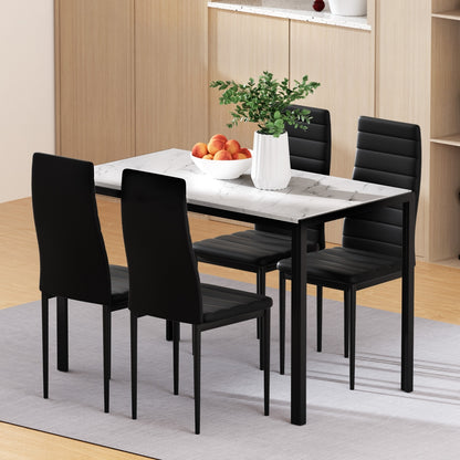 Marble Effect 5PC Dining Table and Chairs Set