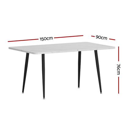 1.5M Marble Effect Dining Table - White & Black