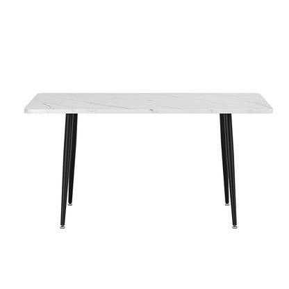 1.5M Marble Effect Dining Table - White & Black