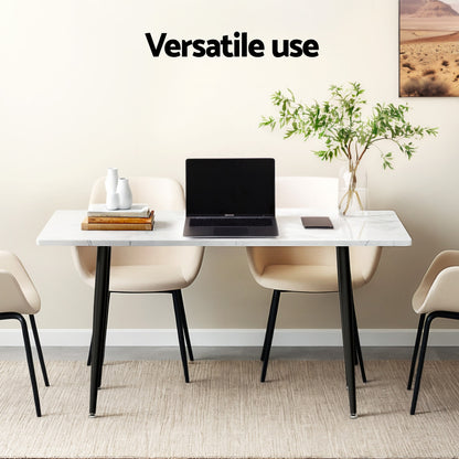 1.5M Marble Effect Dining Table - White & Black