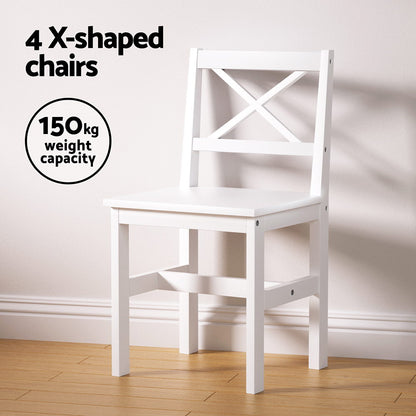 5PC Kaye Dining Chairs and Table Set - White