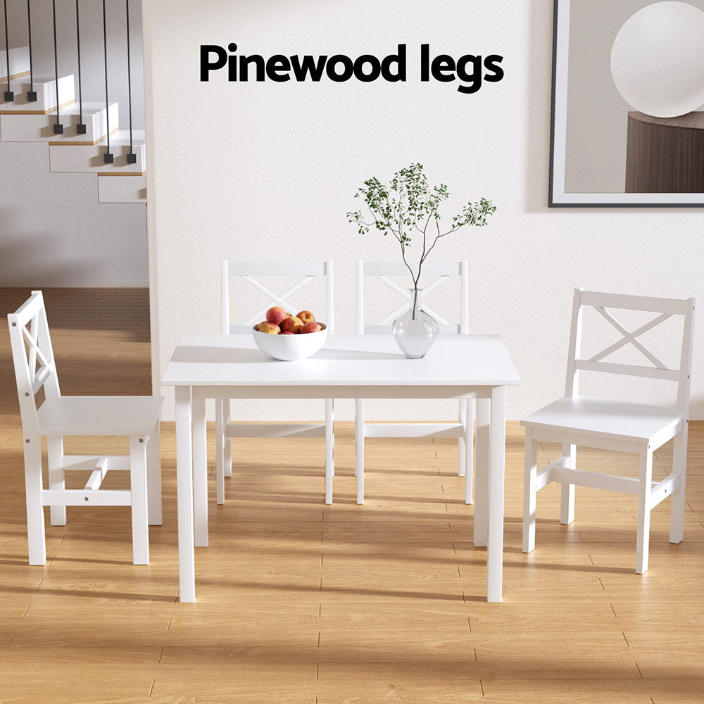 5PC Kaye Dining Chairs and Table Set - White