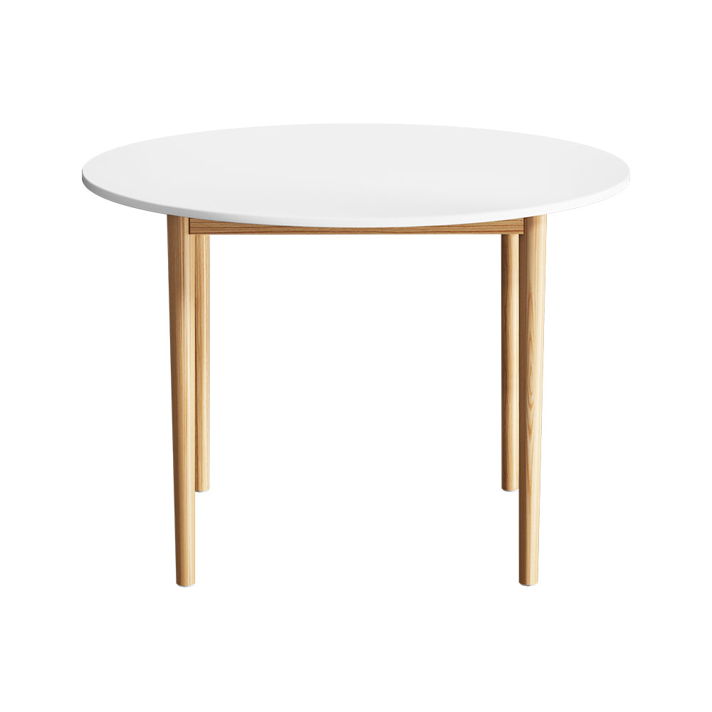 Demi Dining Table Round White 108CM Diameter  - Pine & White