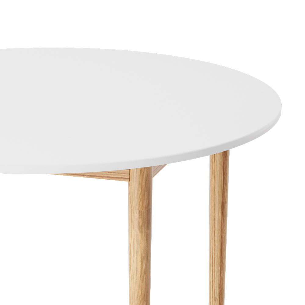 Demi Dining Table Round White 108CM Diameter  - Pine & White