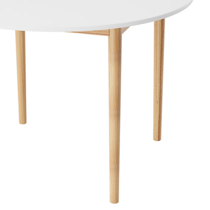 Demi Dining Table Round White 108CM Diameter  - Pine & White