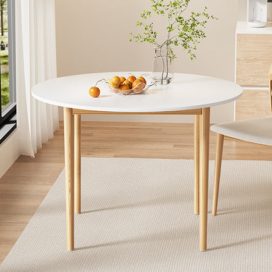 Demi Dining Table Round White 108CM Diameter  - Pine & White