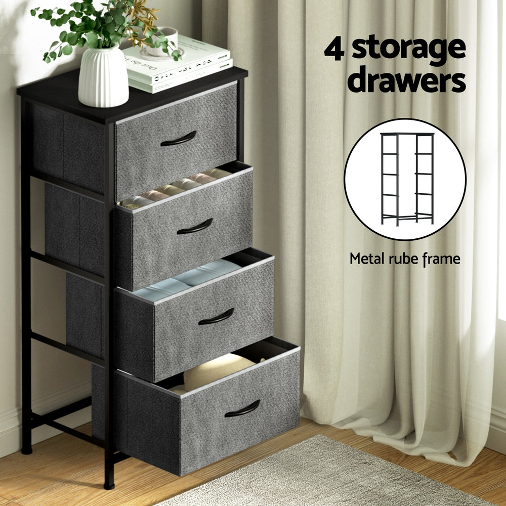 Chest of 4 Drawers Storage Dresser Tallboy - Grey