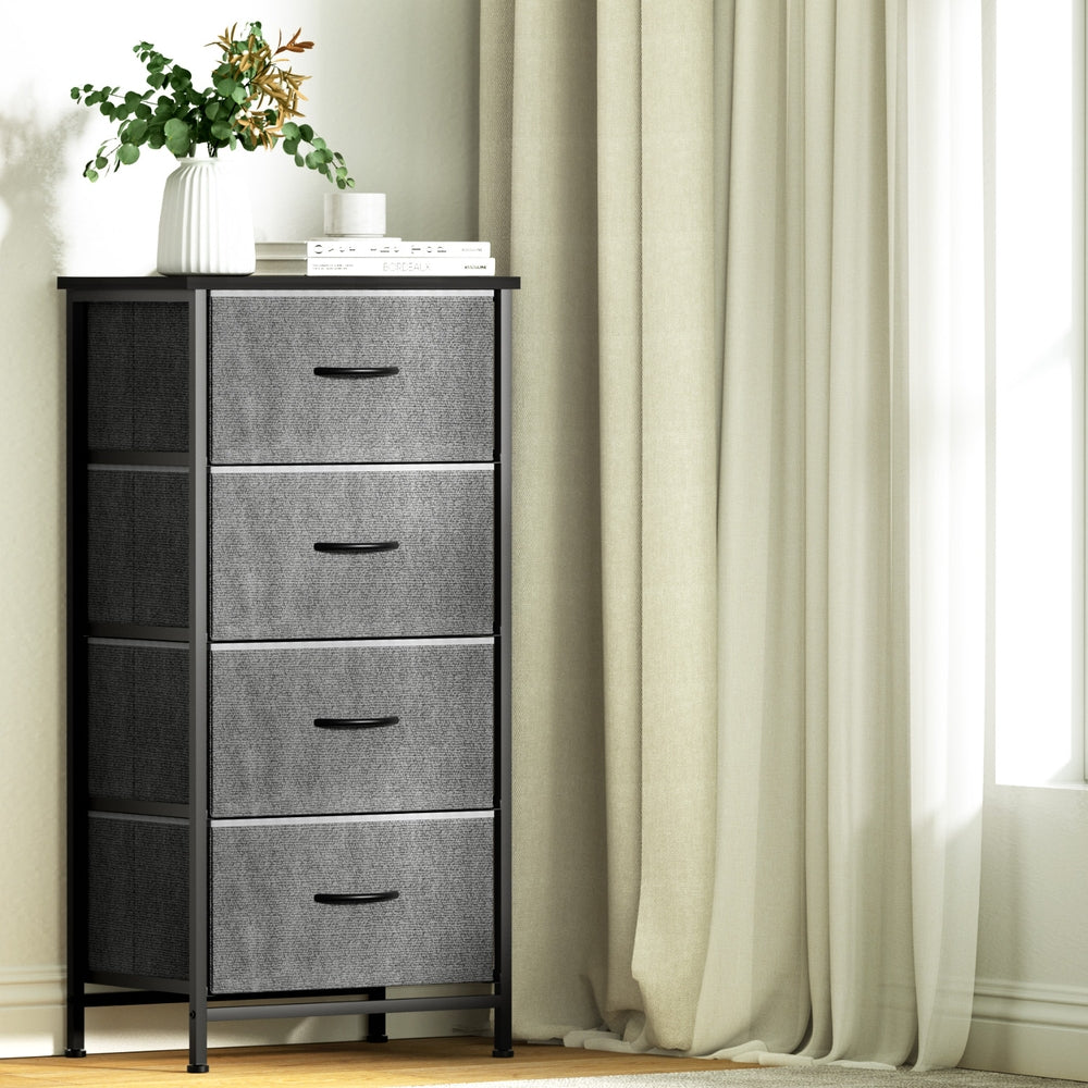 Chest of 4 Drawers Storage Dresser Tallboy - Grey
