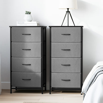 Set of 2 Chest of 4 Drawers Storage Dresser Tallboy - Grey