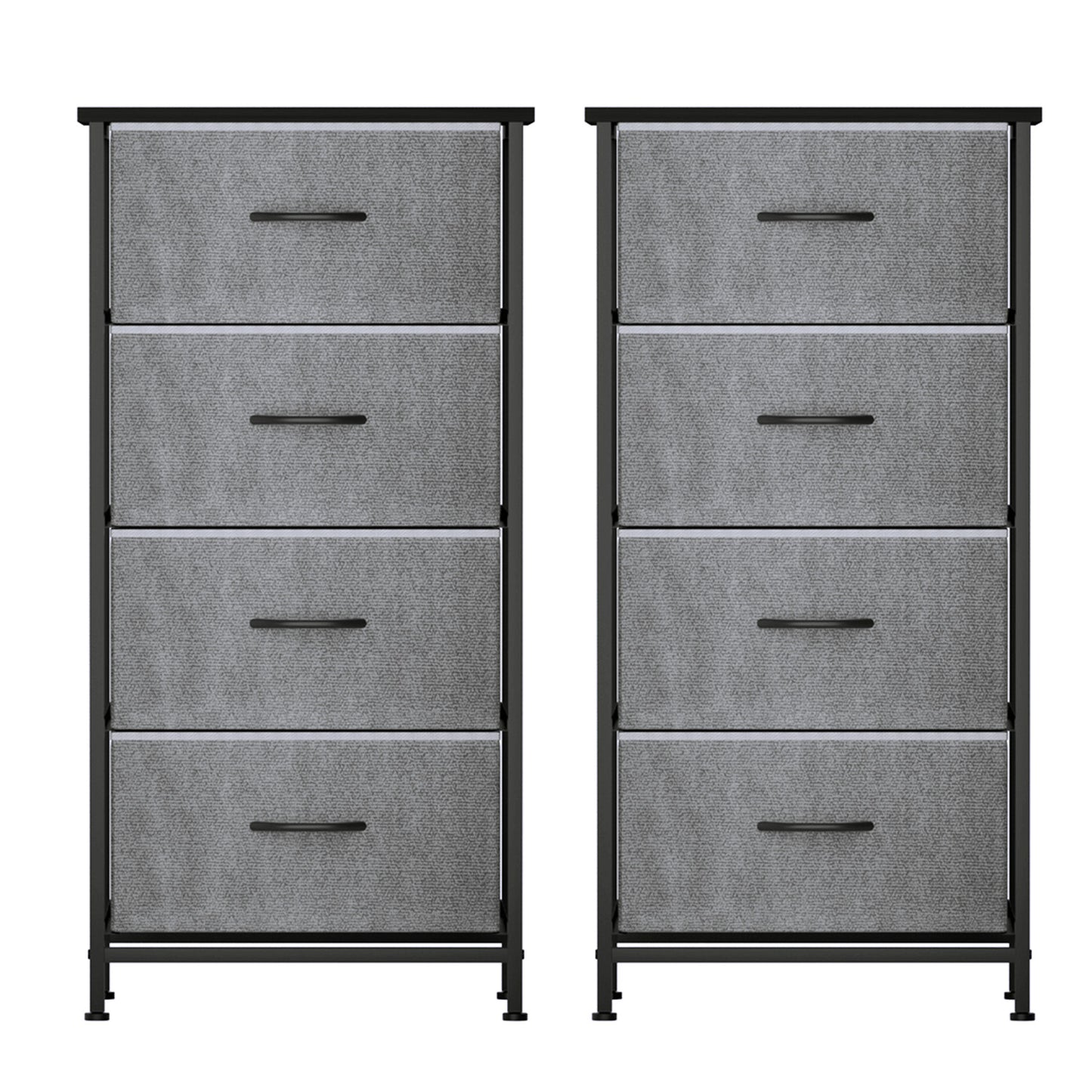 Set of 2 Chest of 4 Drawers Storage Dresser Tallboy - Grey
