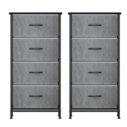 Set of 2 Chest of 4 Drawers Storage Dresser Tallboy - Grey