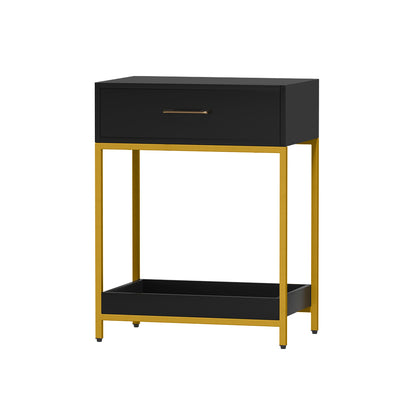 Mason Bedside Table Drawers Nightstand - Black
