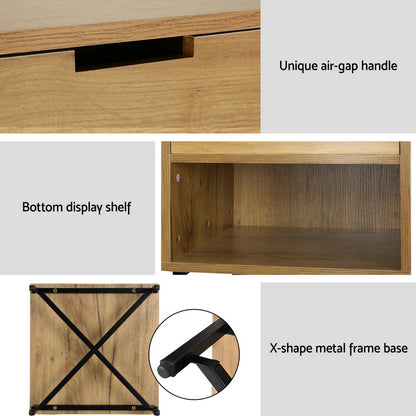 Kravu Bedside Table Drawers - Rust Oak