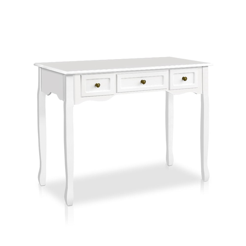 Hamptons Console Table 3 Drawers - White