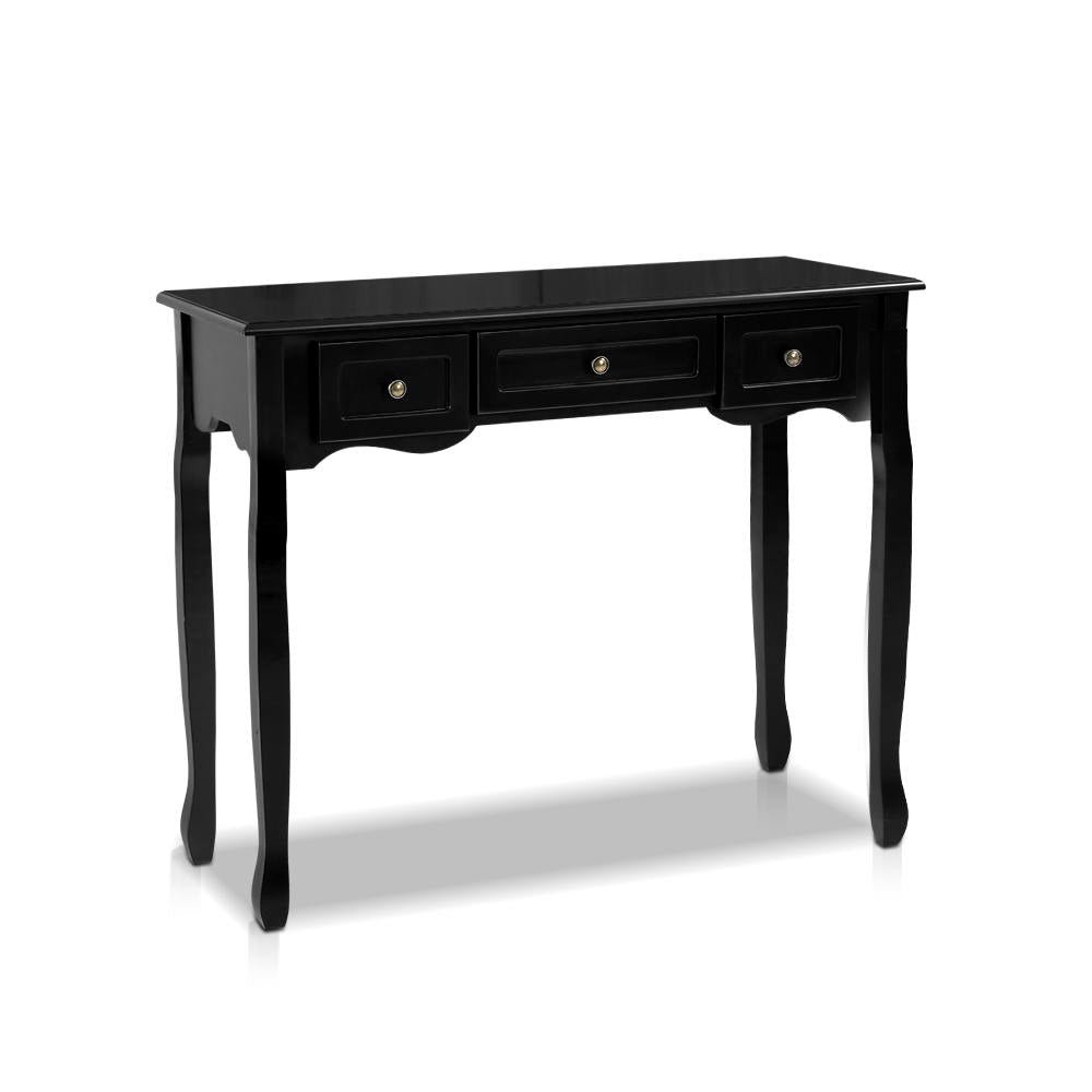 Hamptons Console Table 3 Drawers - Black