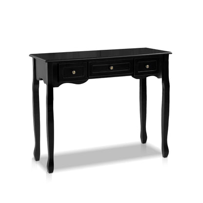 Hamptons Console Table 3 Drawers - Black