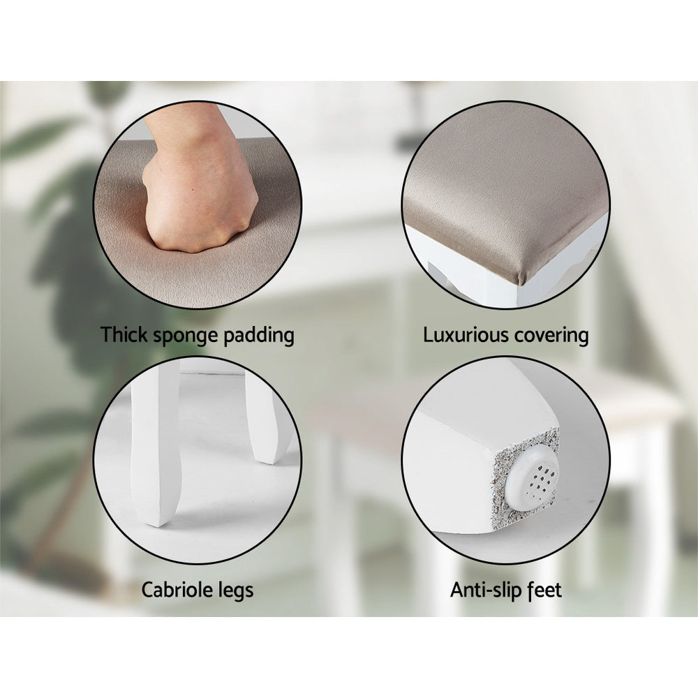 Dressing Table Stool Velvet - Grey