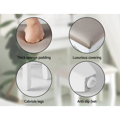 Dressing Table Stool Velvet - Grey