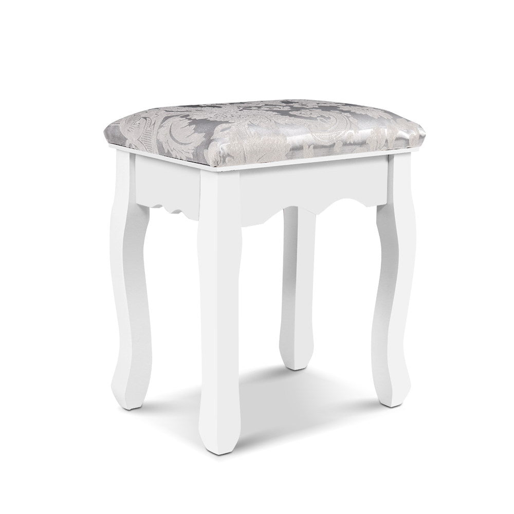 French Provincial Dressing Table Stool Velvet - White