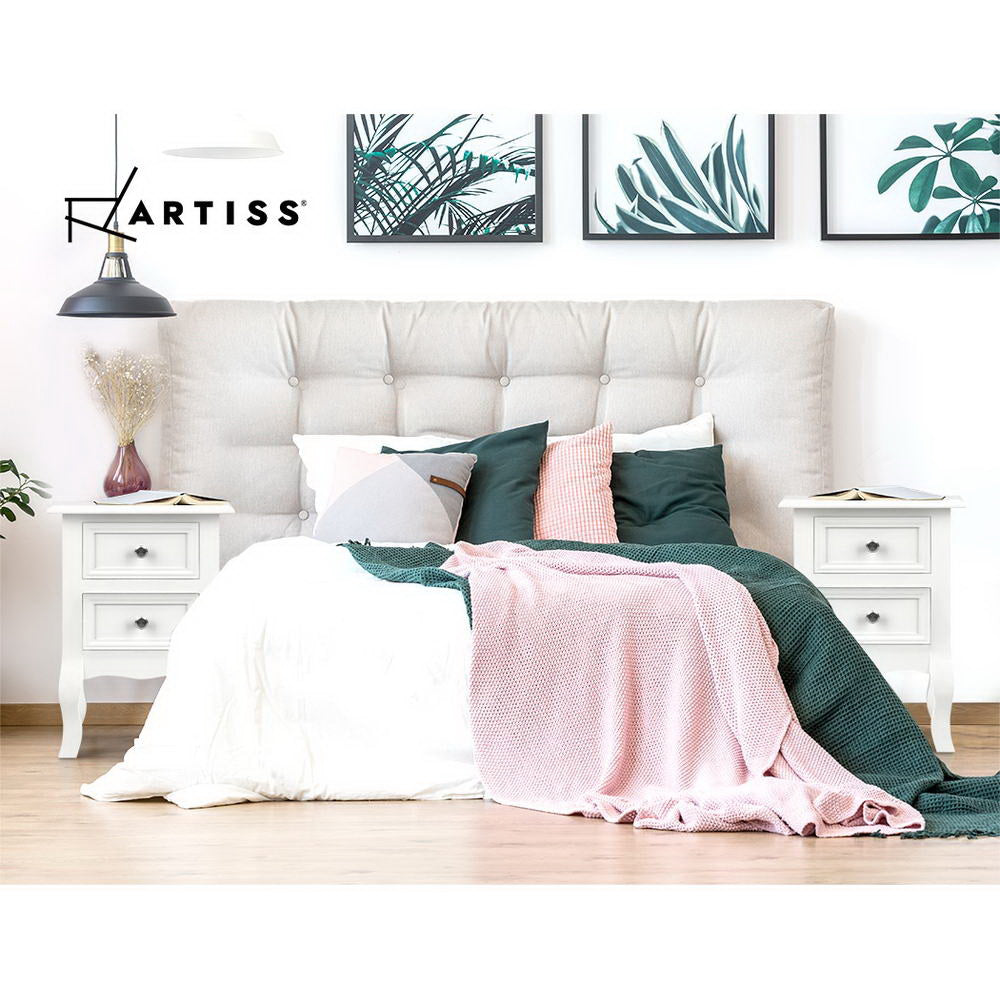 Bisset Bedside Table 2 Drawers - White