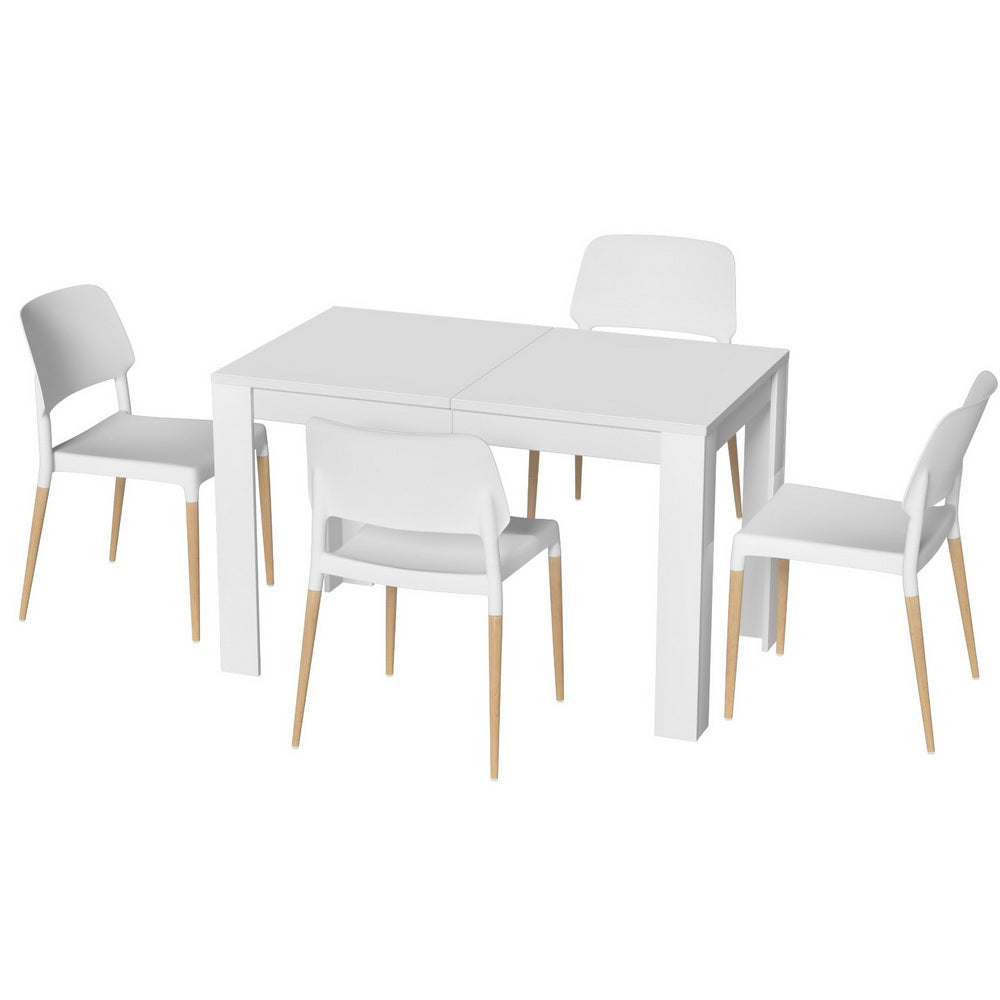 Natu 5PC Dining Table and Chairs Set - White Wood