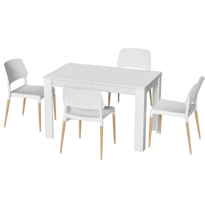 Natu 5PC Dining Table and Chairs Set - White Wood
