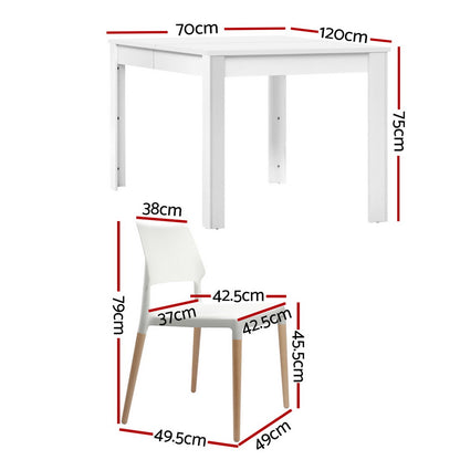 Natu 5PC Dining Table and Chairs Set - White Wood