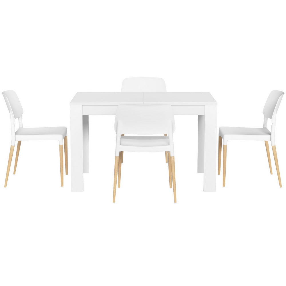 Natu 5PC Dining Table and Chairs Set - White Wood