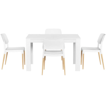 Natu 5PC Dining Table and Chairs Set - White Wood
