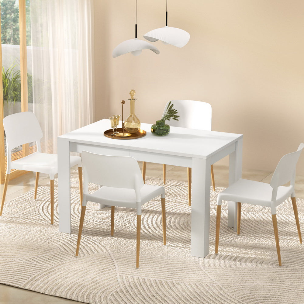 Natu 5PC Dining Table and Chairs Set - White Wood