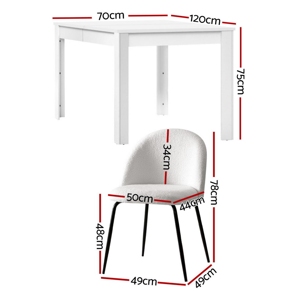 Natu 5PC Dining Table and Chairs Set - White Sherpa
