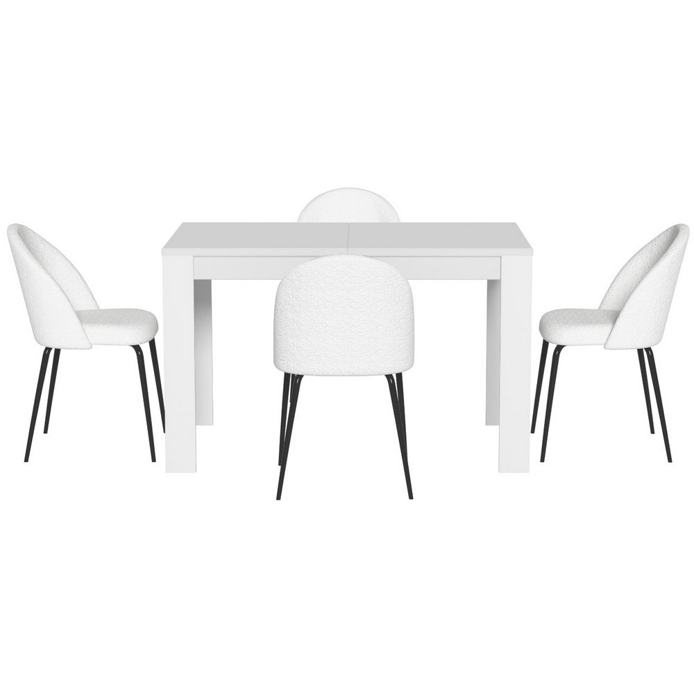 Natu 5PC Dining Table and Chairs Set - White Sherpa